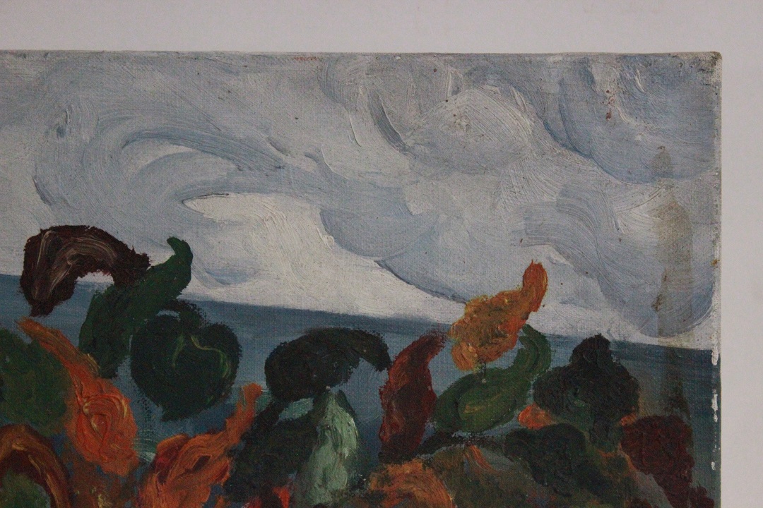 952_quadro_dipinto_olio_tela_vaso_peperoncino_sfondo_cittadino_autore_sconosciuto_ignoto_provenienza_Francese_FRA_4