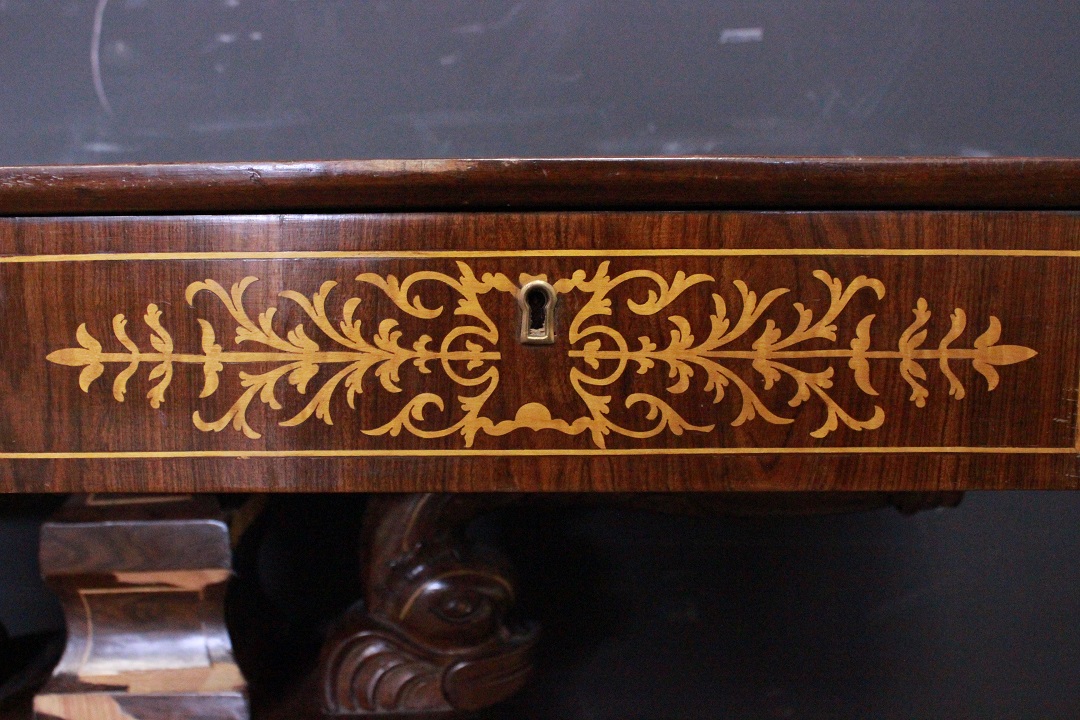 703_console_consolle_legno_decori_cassetti_apribili_prima_metà_Novecento_Italia_ITA_2