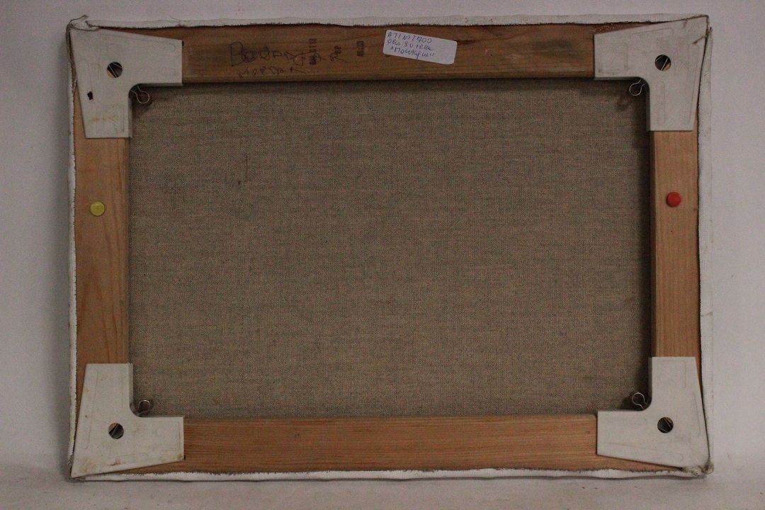 964_quadro_dipinto_olio_tela_cappella_montagna_neve_firmato_firma_Francese_FRA_5