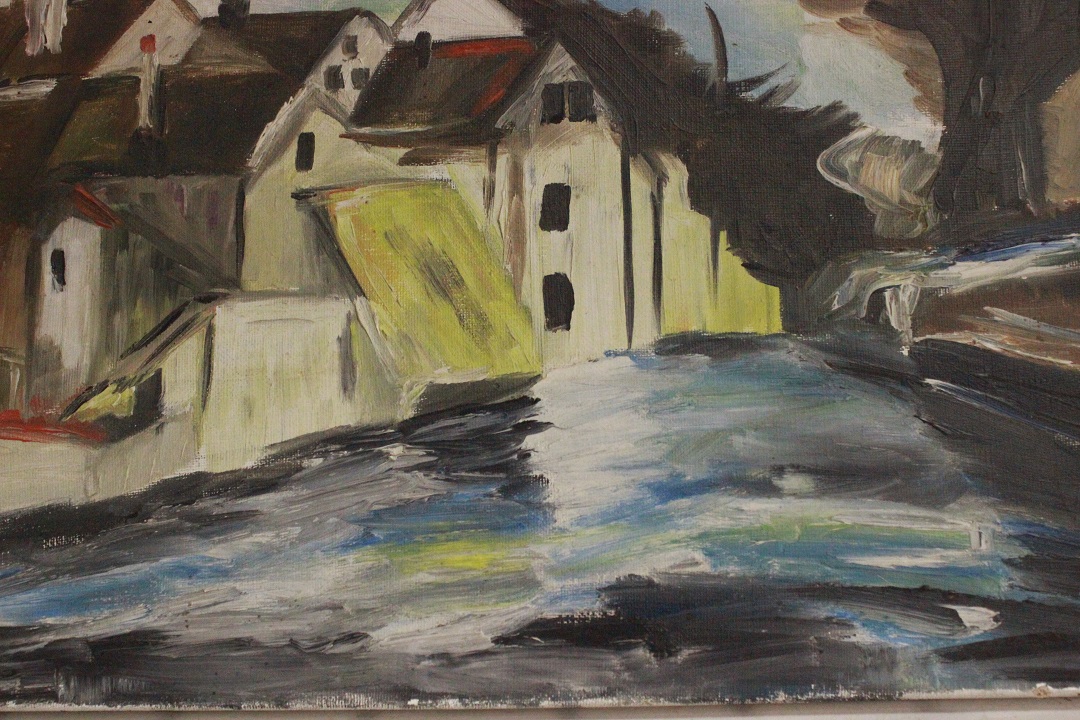 966_quadro_dipinto_olio_tela_paesaggio_città_fiume_firma_firmato_provenienza_Francese_FRA_1