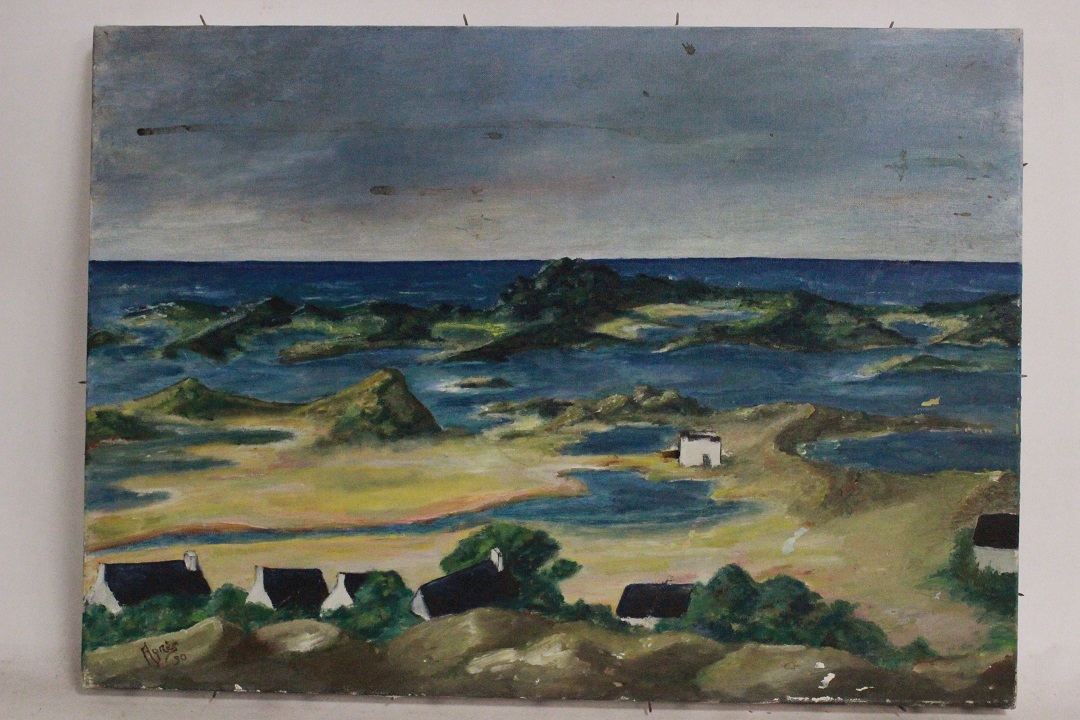 970_quadro_dipinto_olio_tela_paesaggio_mare_spiaggia_firmato_firma_Francese_FRA_0