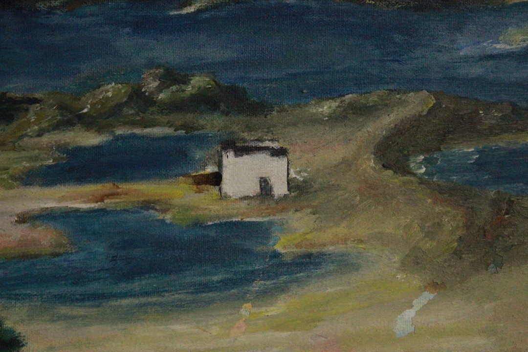 970_quadro_dipinto_olio_tela_paesaggio_mare_spiaggia_firmato_firma_Francese_FRA_1