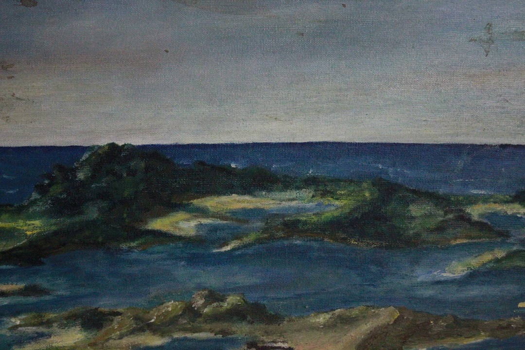970_quadro_dipinto_olio_tela_paesaggio_mare_spiaggia_firmato_firma_Francese_FRA_4