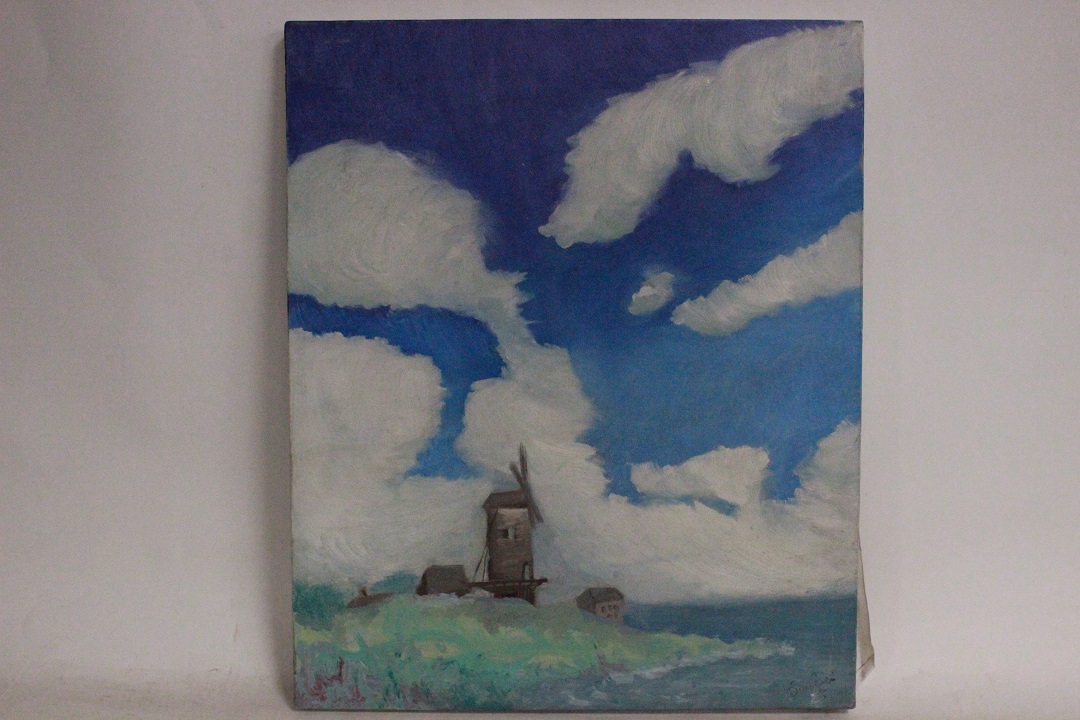 978_quadro_dipinto_olio_tela_mulino_vento_paesaggio_firma_firmato_provenienza_Francese_FRA_0