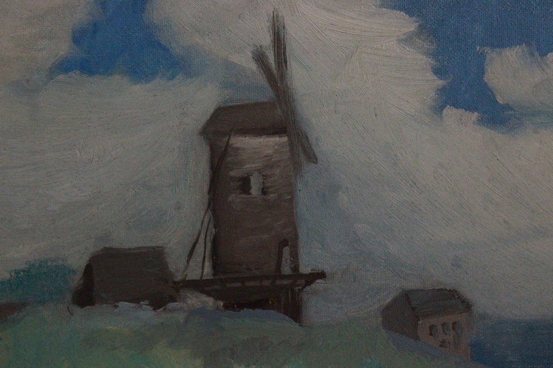 978_quadro_dipinto_olio_tela_mulino_vento_paesaggio_firma_firmato_provenienza_Francese_FRA_2