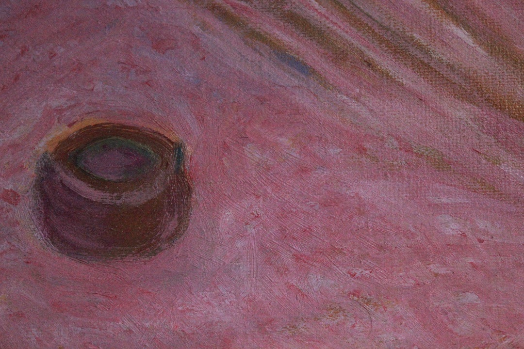 982_quadro_dipinto_olio_tela_oasi_india_rosa_firmato_firma_Francese_FRA_5