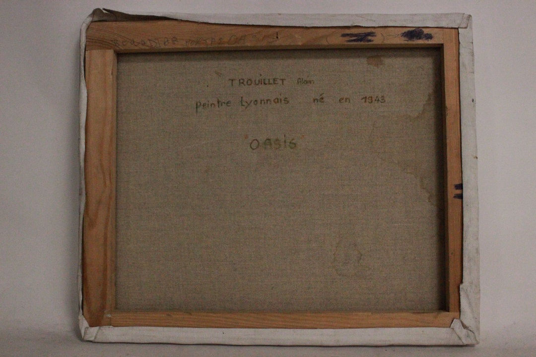 982_quadro_dipinto_olio_tela_oasi_india_rosa_firmato_firma_Francese_FRA_6