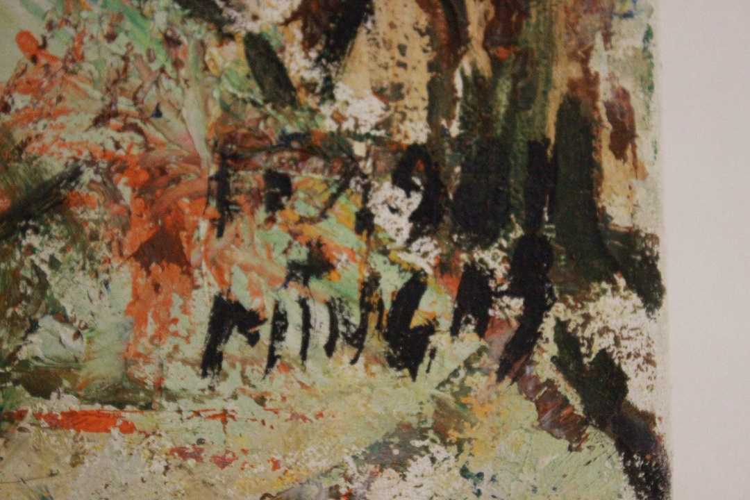 988_quadro_dipinto_olio_tela_paesaggio_strada_bosco_firma_firmato_provenienza_Francese_FRA_2