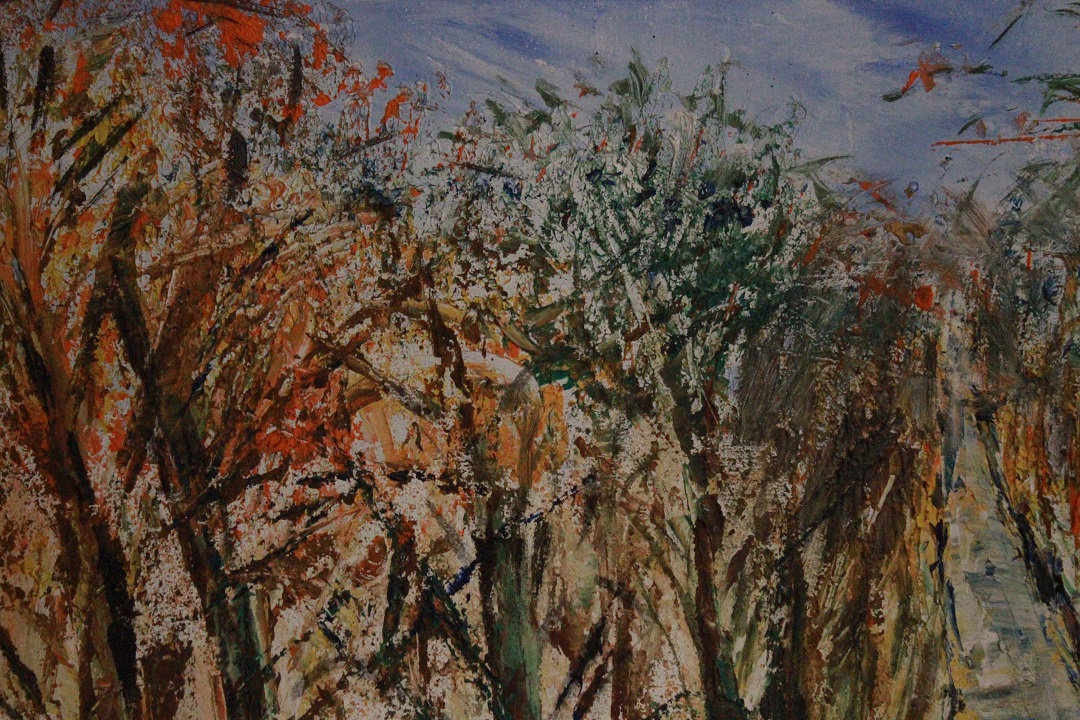 988_quadro_dipinto_olio_tela_paesaggio_strada_bosco_firma_firmato_provenienza_Francese_FRA_4