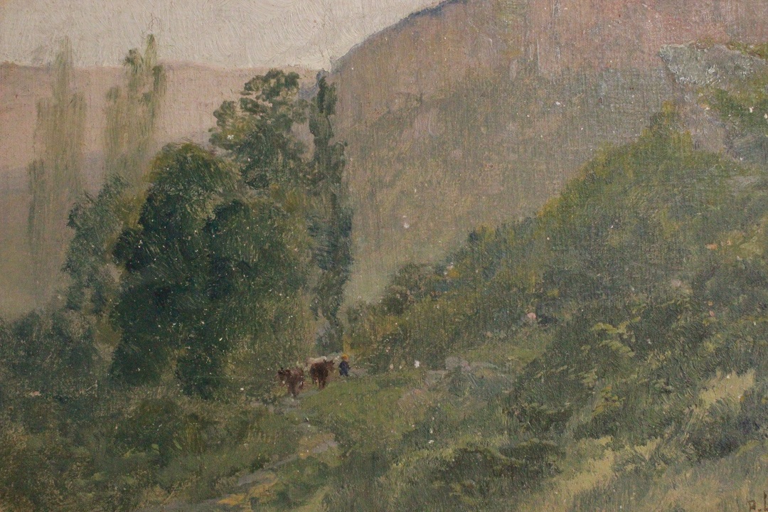 994_quadro_dipinto_olio_su_cartone_telato_paesaggio_foresta_firma_firmato_provenienza_Francese_FRA_4