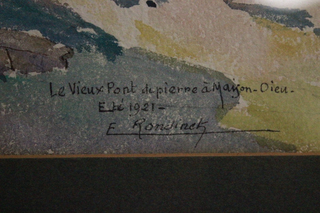 1008_quadro_dipinto_acquarello_paesaggio_ponte_campagna_provenienza_firma_firmato_Francese_FRA_3