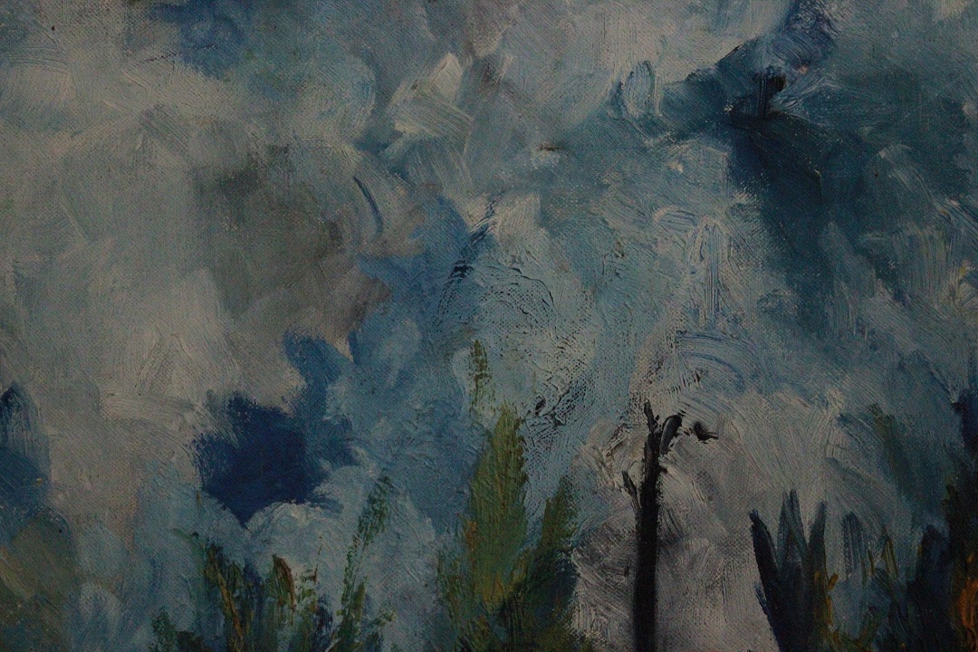 1018_quadro_dipinto_olio_tela_alberi_astratti_firmato_firma_poco_leggibile_Francese_FRA_2