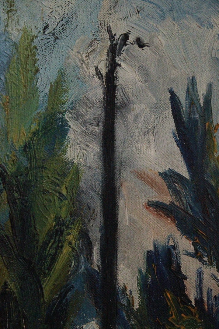 1018_quadro_dipinto_olio_tela_alberi_astratti_firmato_firma_poco_leggibile_Francese_FRA_5
