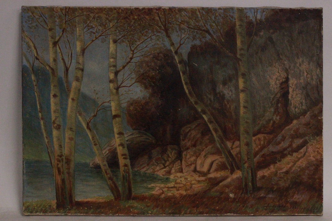 1032_olio_su_tela_alberi_betulle_firma_firmato_seconda_metà_Novecento_francese_Francia_FRA_0