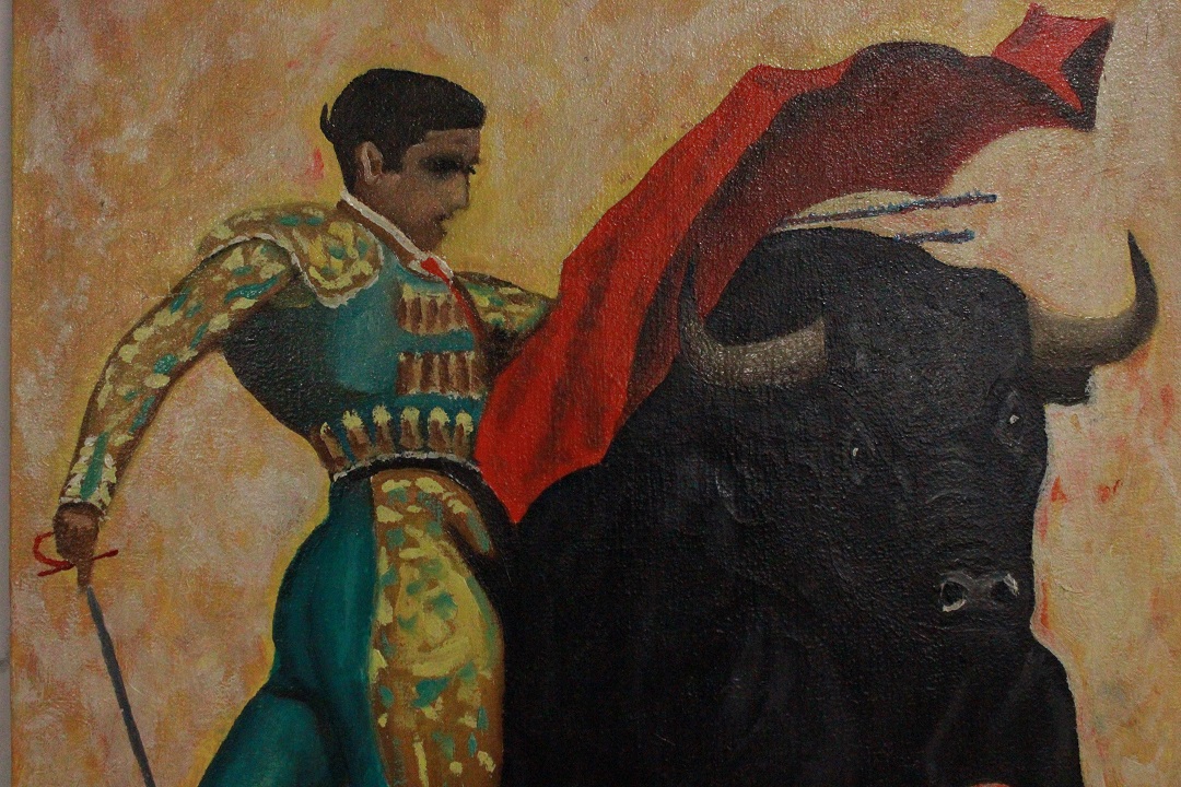 1034_olio_su_tela_torero_firma_firmato_tela_tagliata_seconda_metà_Novecento_francese_Francia_FRA_1
