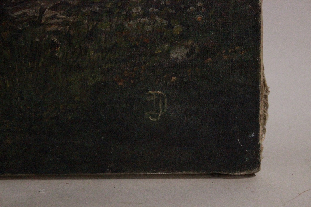 1036_olio_su_tela_ponte_paesaggio_montagna_montano_firma_firmato_sigla_seconda_metà_Novecento_francese_Francia_FRA_2