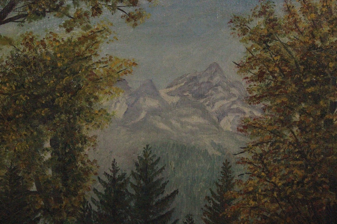 1036_olio_su_tela_ponte_paesaggio_montagna_montano_firma_firmato_sigla_seconda_metà_Novecento_francese_Francia_FRA_3