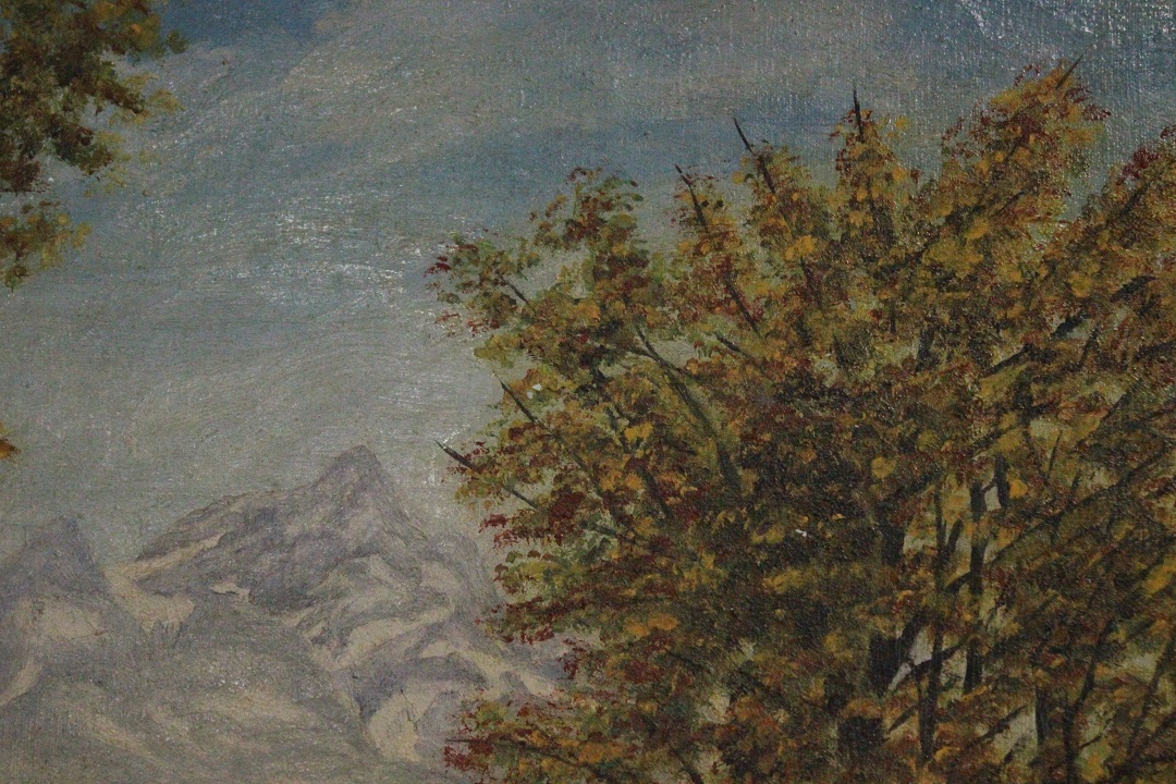 1036_olio_su_tela_ponte_paesaggio_montagna_montano_firma_firmato_sigla_seconda_metà_Novecento_francese_Francia_FRA_5