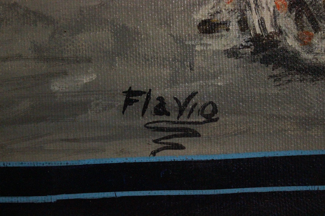 1046_olio_su_tela_paesaggio_mare_marino_firma_firmato_Flavio_cornice_disegnata_seconda_metà_Novecento_francese_Francia_FRA_2