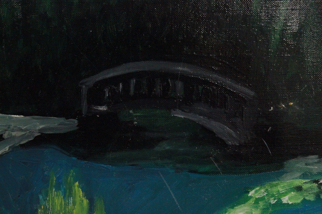 1048_olio_su_tela_paesaggio_fiume_ponte_autore_ignoto_seconda_metà_Novecento_francese_Francia_FRA_1