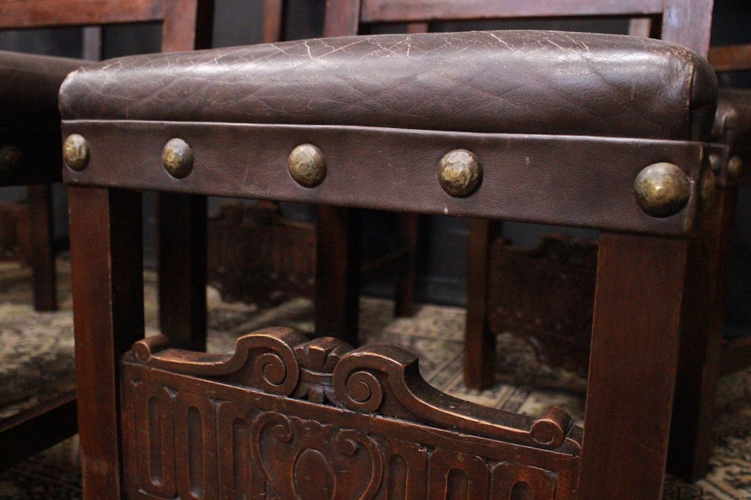 971_sedia_sedie_chiars_sei_6_six_legno_scuro_dark_wood_pelle_leather_restaurato_fine_XIX_inizio_XX_secolo_Italia_italiano_ITA_3