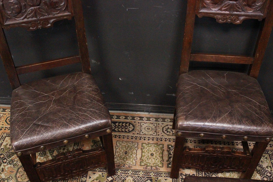 971_sedia_sedie_chiars_sei_6_six_legno_scuro_dark_wood_pelle_leather_restaurato_fine_XIX_inizio_XX_secolo_Italia_italiano_ITA_6