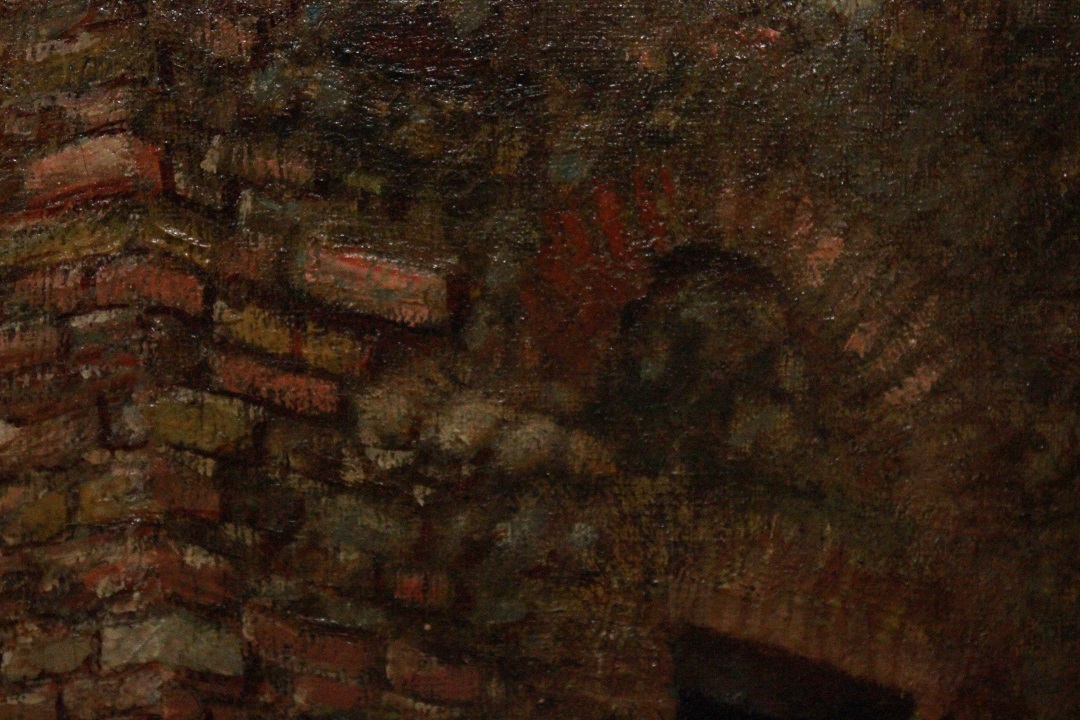 1033_dipinto_quadro_cornice_coeva_dorata_scolpita_dame_passeggio_olio_su_tela_fine_XIX_inizio_XX_secolo_12