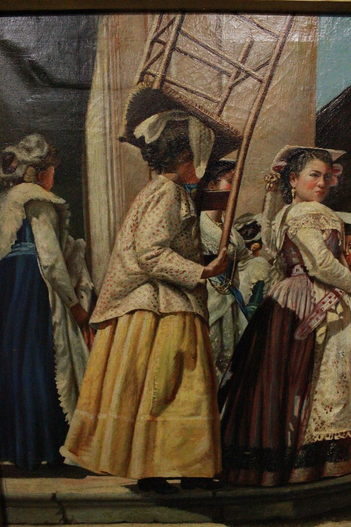 1033_dipinto_quadro_cornice_coeva_dorata_scolpita_dame_passeggio_olio_su_tela_fine_XIX_inizio_XX_secolo_15