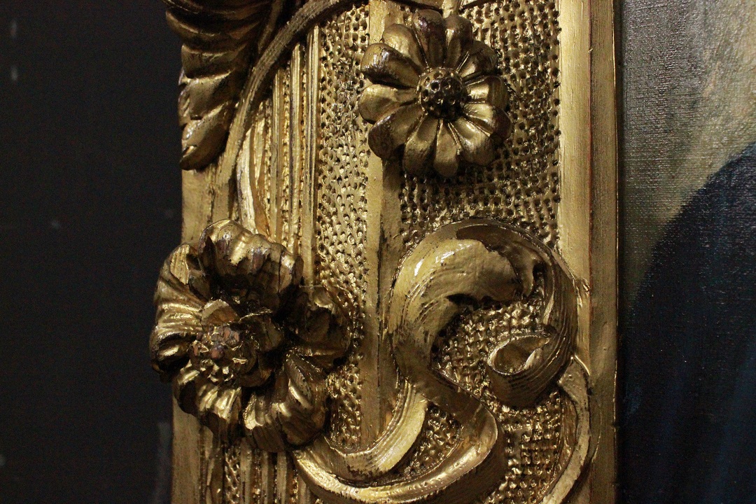 1033_dipinto_quadro_cornice_coeva_dorata_scolpita_dame_passeggio_olio_su_tela_fine_XIX_inizio_XX_secolo_17