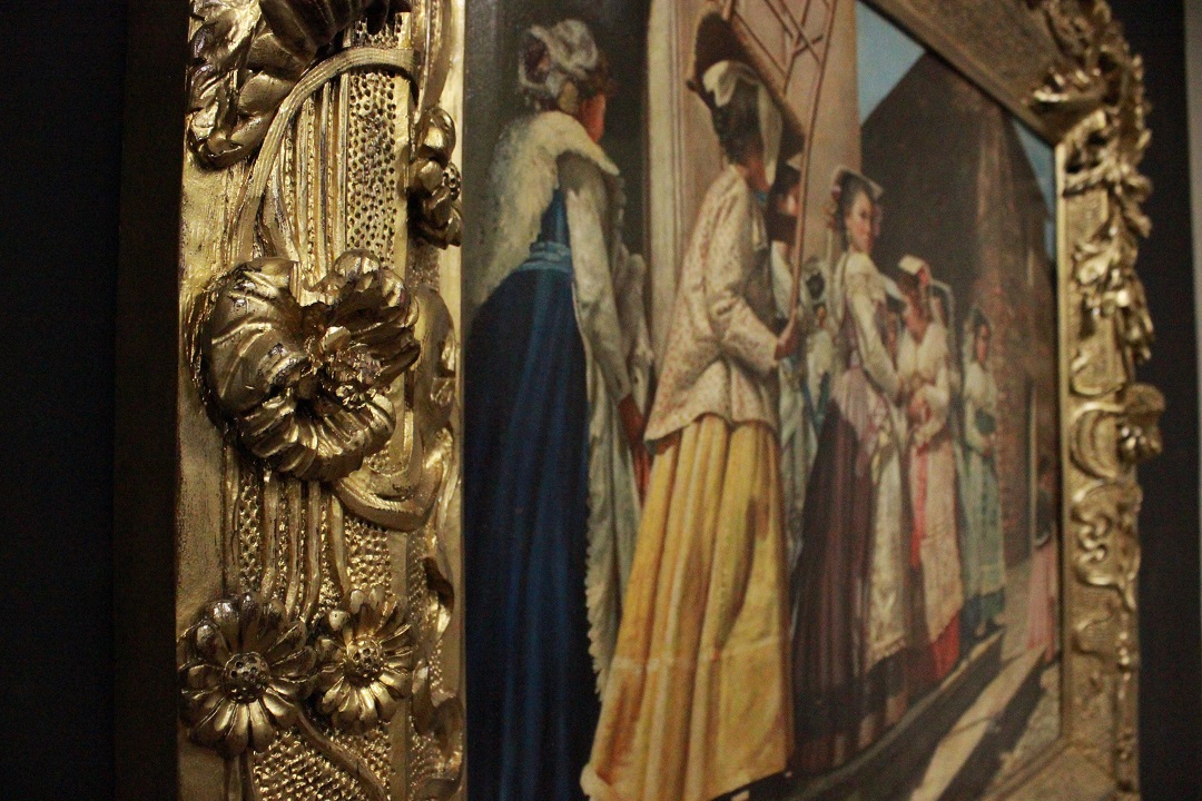 1033_dipinto_quadro_cornice_coeva_dorata_scolpita_dame_passeggio_olio_su_tela_fine_XIX_inizio_XX_secolo_20
