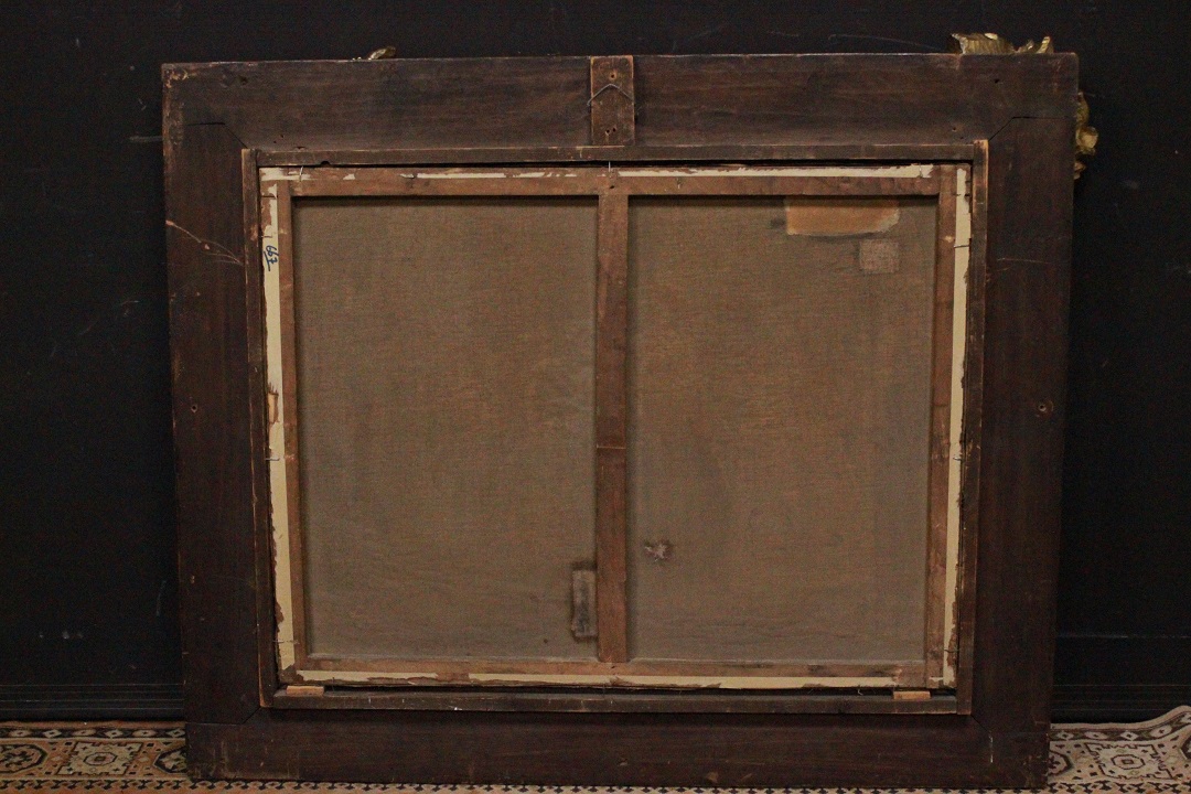 1033_dipinto_quadro_cornice_coeva_dorata_scolpita_dame_passeggio_olio_su_tela_fine_XIX_inizio_XX_secolo_21