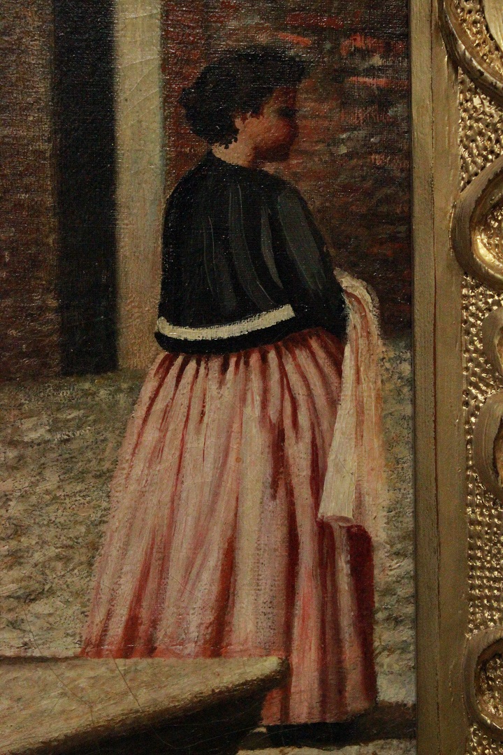 1033_dipinto_quadro_cornice_coeva_dorata_scolpita_dame_passeggio_olio_su_tela_fine_XIX_inizio_XX_secolo_3