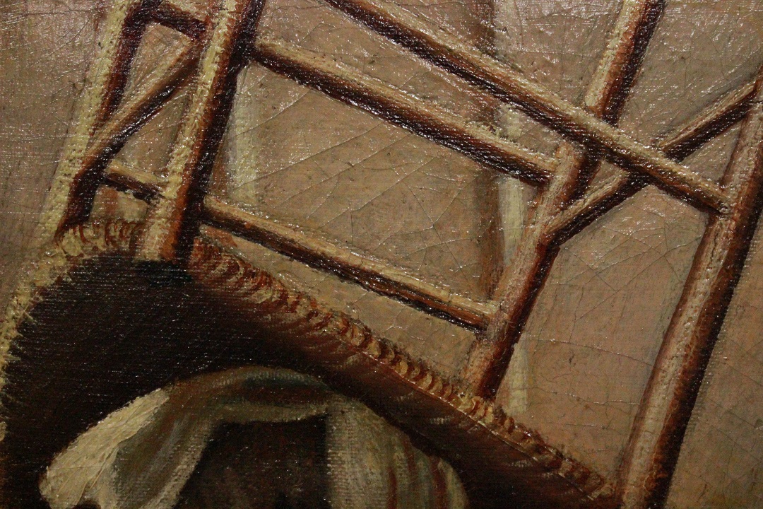 1033_dipinto_quadro_cornice_coeva_dorata_scolpita_dame_passeggio_olio_su_tela_fine_XIX_inizio_XX_secolo_6