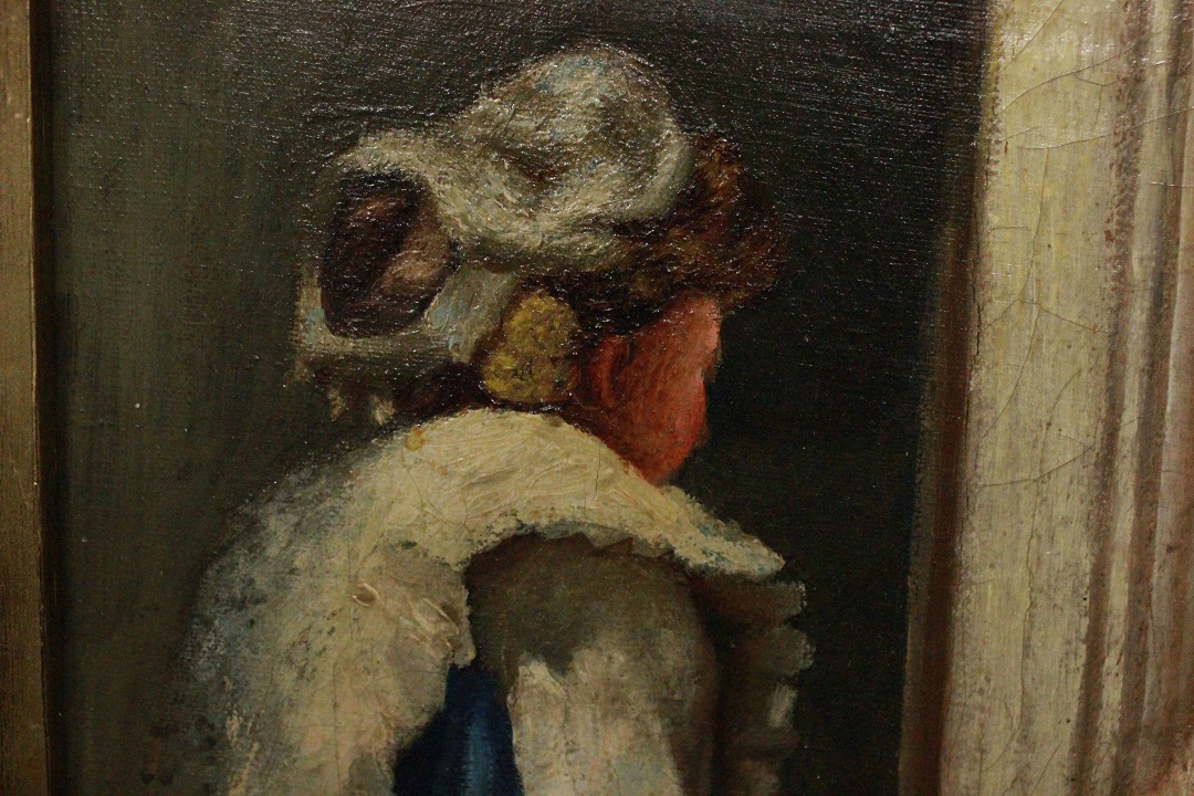 1033_dipinto_quadro_cornice_coeva_dorata_scolpita_dame_passeggio_olio_su_tela_fine_XIX_inizio_XX_secolo_9