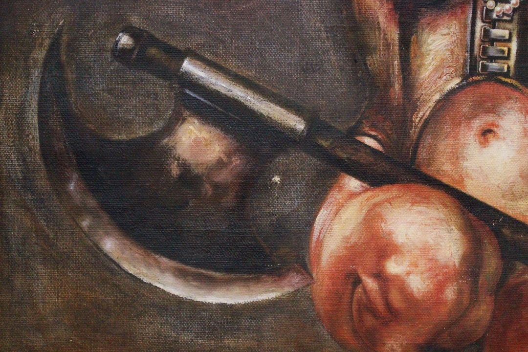 1037_quadro_dipinto_paint_oil_painting_olio_su_tela_Saturno_Buttò_figura_donna_guerriera_cornice_frame_1988_XX_secolo_Brescia_Roncadelle_italiano_Italia_ITA_13