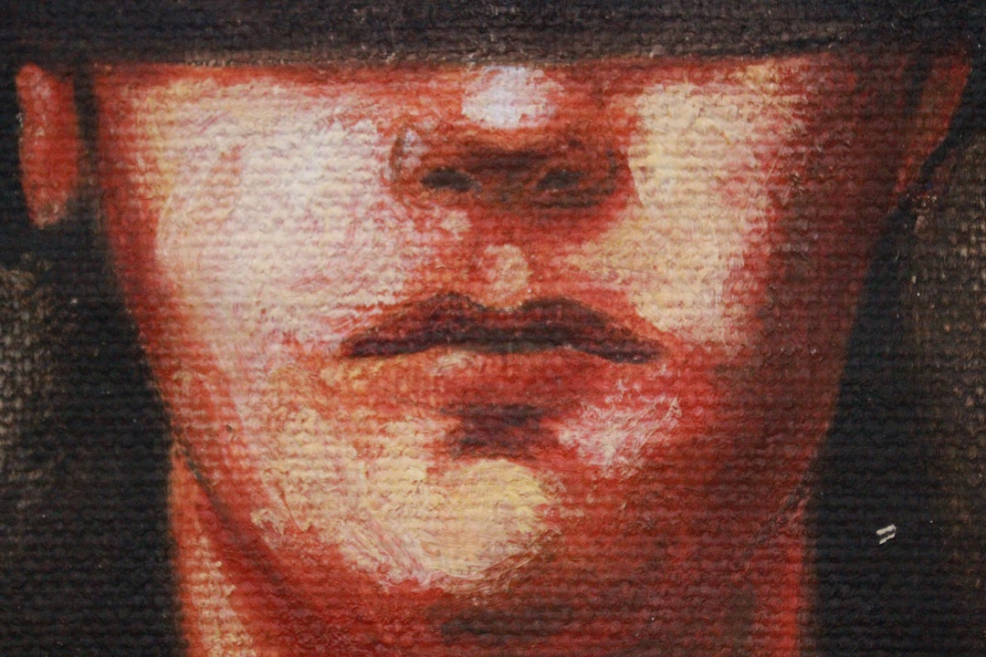 1037_quadro_dipinto_paint_oil_painting_olio_su_tela_Saturno_Buttò_figura_donna_guerriera_cornice_frame_1988_XX_secolo_Brescia_Roncadelle_italiano_Italia_ITA_5