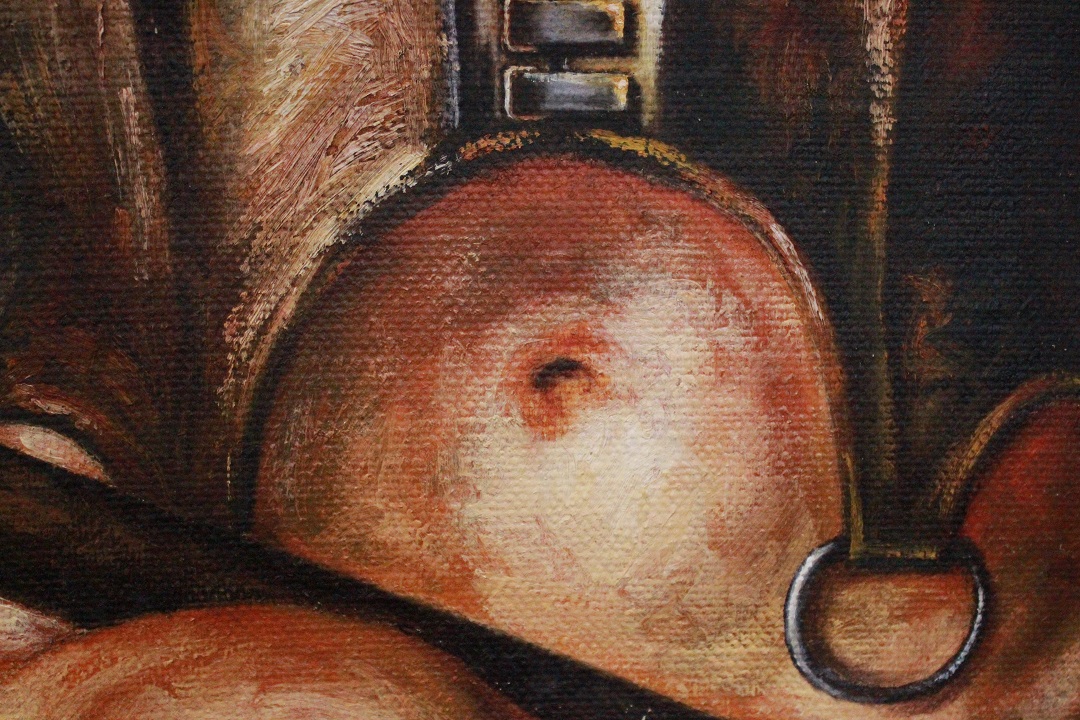 1037_quadro_dipinto_paint_oil_painting_olio_su_tela_Saturno_Buttò_figura_donna_guerriera_cornice_frame_1988_XX_secolo_Brescia_Roncadelle_italiano_Italia_ITA_7