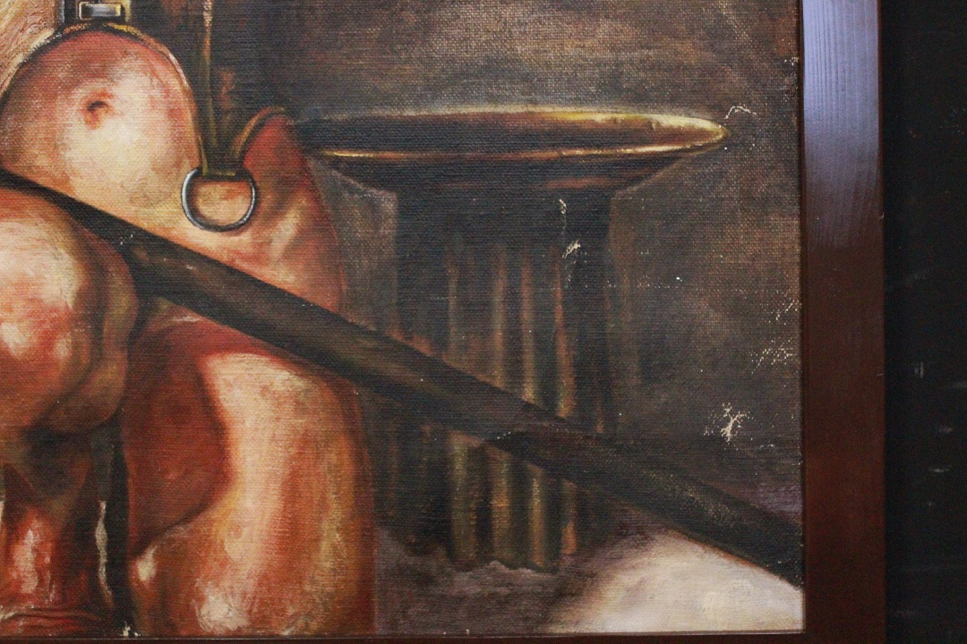 1037_quadro_dipinto_paint_oil_painting_olio_su_tela_Saturno_Buttò_figura_donna_guerriera_cornice_frame_1988_XX_secolo_Brescia_Roncadelle_italiano_Italia_ITA_9