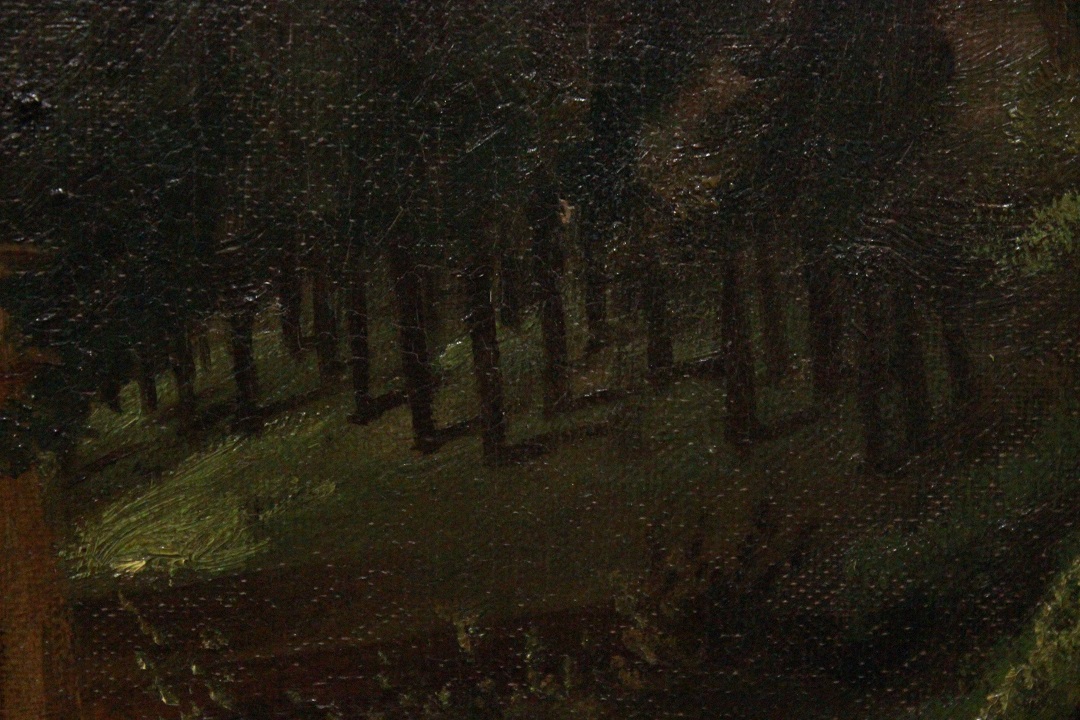 1041_dipinto_quadro_cornice_dorata_paesaggio_montagna_montano_mulino_olio_su_tela_XIX_secolo_18