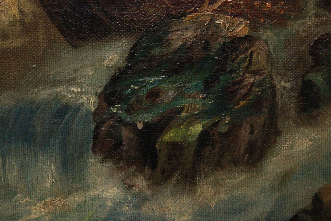 1041_dipinto_quadro_cornice_dorata_paesaggio_montagna_montano_mulino_olio_su_tela_XIX_secolo_20