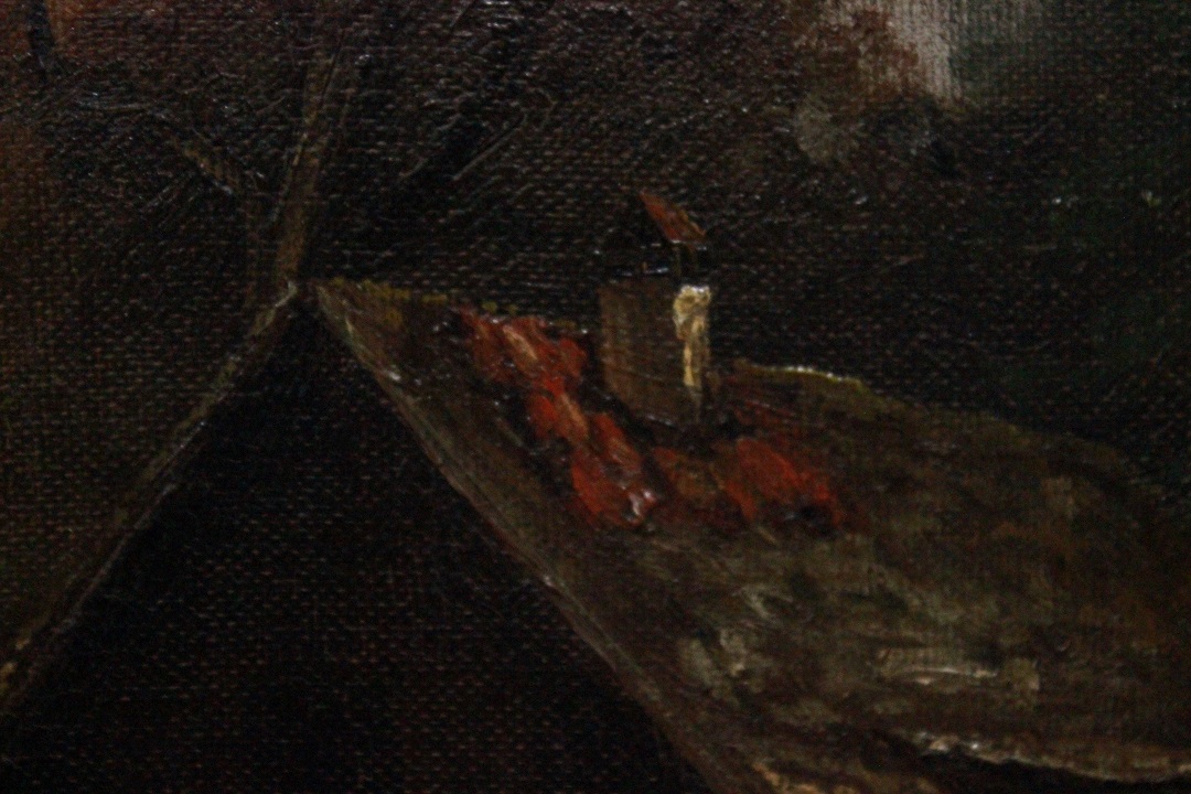 1041_dipinto_quadro_cornice_dorata_paesaggio_montagna_montano_mulino_olio_su_tela_XIX_secolo_22