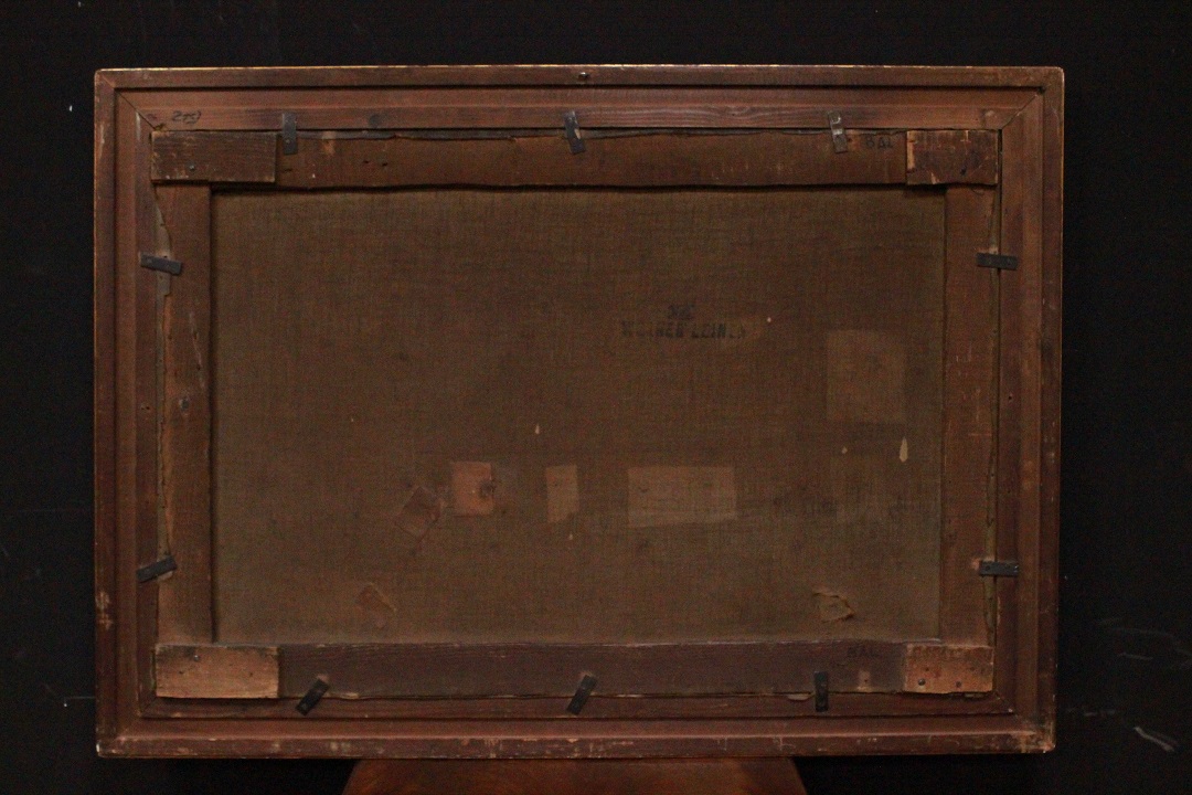 1041_dipinto_quadro_cornice_dorata_paesaggio_montagna_montano_mulino_olio_su_tela_XIX_secolo_23