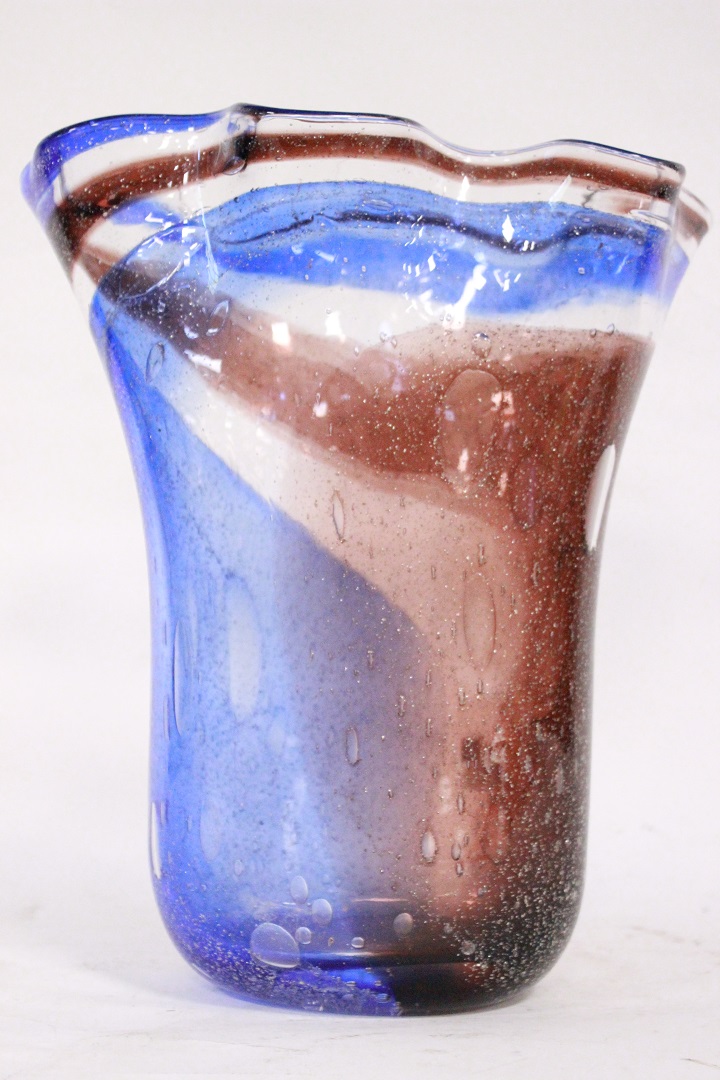 1047_vaso_vase_Murano_fiore_glass_blu_marrone_blue_brown_vetro_firmato_signed_Costantini_certificato_artigianato_made_in_Murano_Venezia_Venice_Brescia_Roncadelle_0