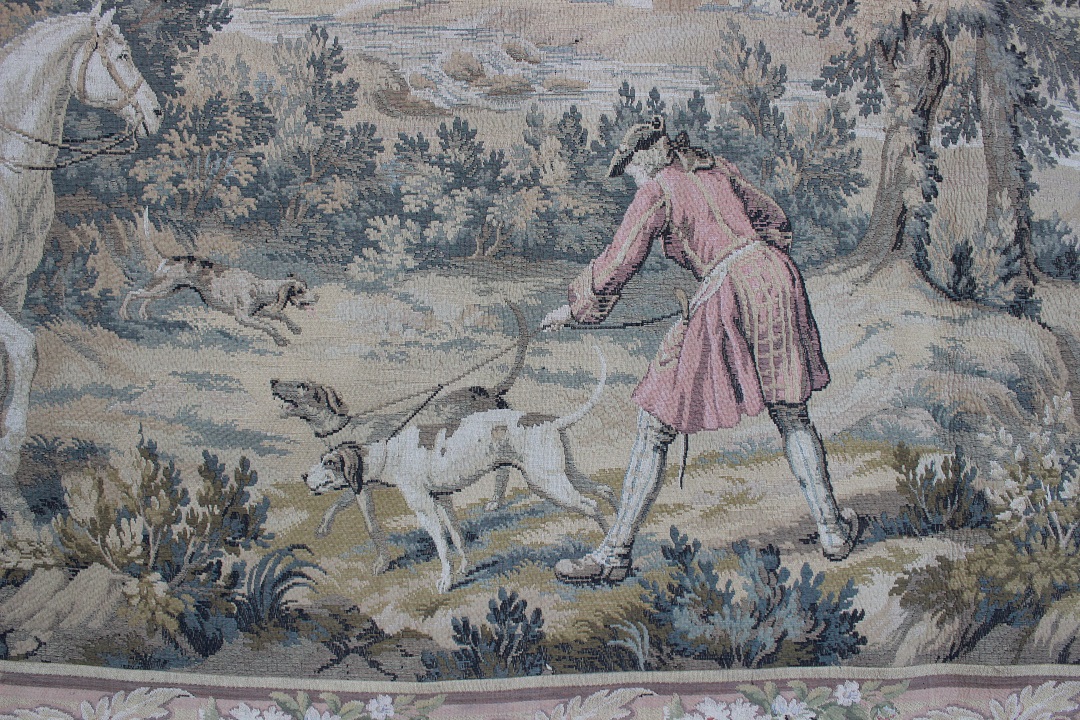 739_arazzo_gigante_bosco_natura_caccia_nobili_paesaggio_XIX_secolo_1800_5