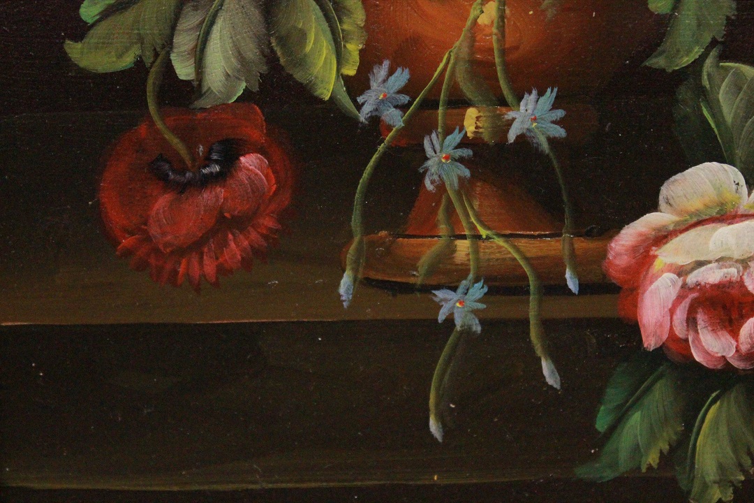 1198_quadro_paint_oil_painting_olio_su_tavola_natura_morta_fiori_vaso_fine_XX_secolo_cornice_frame_Brescia_Roncadelle_3