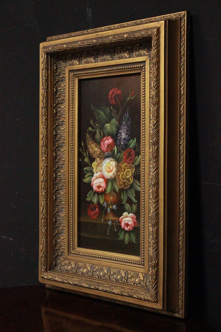 1198_quadro_paint_oil_painting_olio_su_tavola_natura_morta_fiori_vaso_fine_XX_secolo_cornice_frame_Brescia_Roncadelle_4