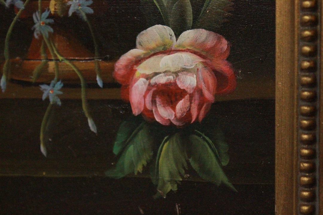 1198_quadro_paint_oil_painting_olio_su_tavola_natura_morta_fiori_vaso_fine_XX_secolo_cornice_frame_Brescia_Roncadelle_6