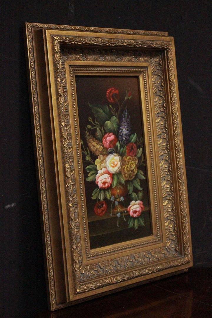 1198_quadro_paint_oil_painting_olio_su_tavola_natura_morta_fiori_vaso_fine_XX_secolo_cornice_frame_Brescia_Roncadelle_9