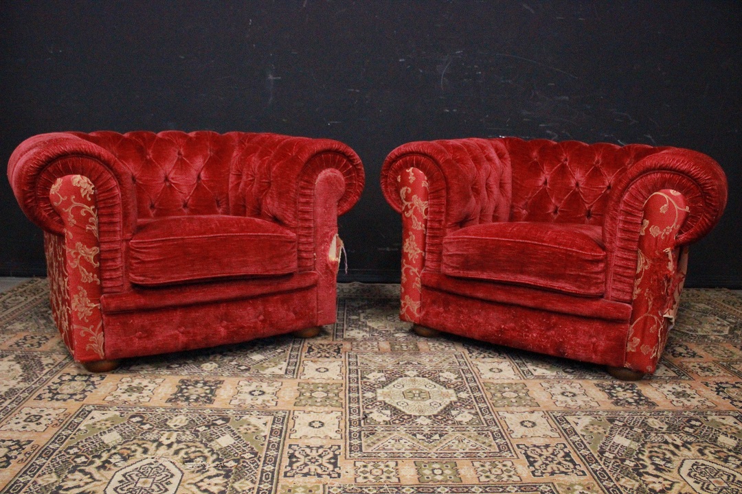 1214_coppia_double_due_poltrona_armchair_club_rosso_red_damascato_tessuto_stoffa_fabric_originali_seconda_metà_XX_secolo_Brescia_Roncadelle_0
