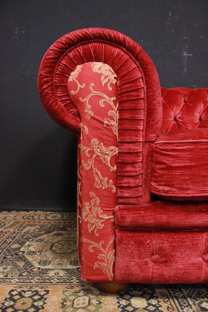 1214_coppia_double_due_poltrona_armchair_club_rosso_red_damascato_tessuto_stoffa_fabric_originali_seconda_metà_XX_secolo_Brescia_Roncadelle_1